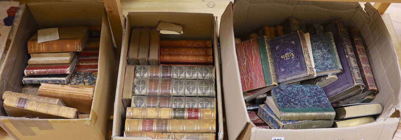 Three boxes of 19th and 20th century leather bound books